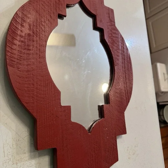 Wall Mirror Quatrefoil Moroccan‎ Style Red Wooden23 X 13.5